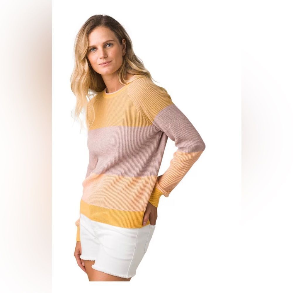 Prana Women's Colorblock Sweater - Pink and Yellow